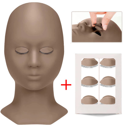 Lash Mannequin Head Eyelash Extension Training Kit Replacement Eyelids Silicone Makeup Model Eyelash Practice Head Tools