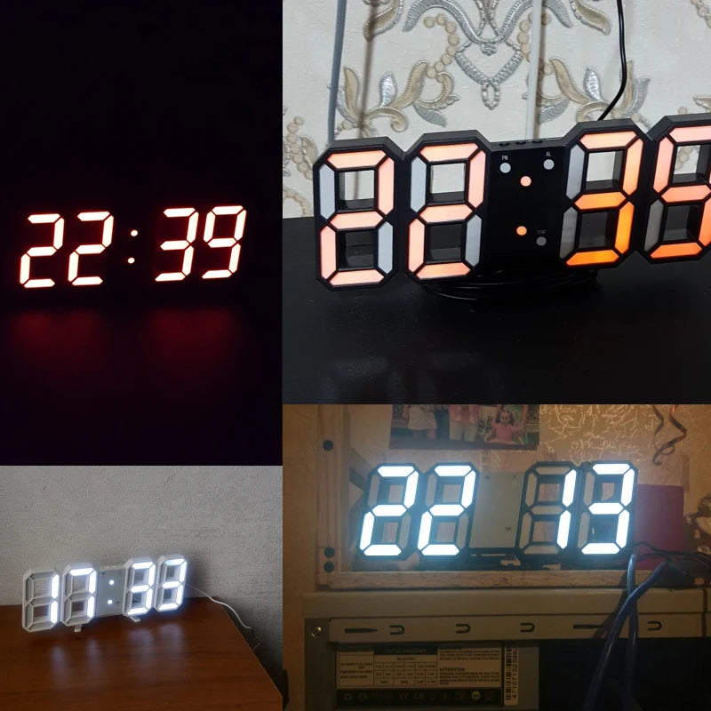 Modern Design 3D Large Wall Clock LED Digital USB Electronic Clocks on the Wall Luminous Alarm Table Clock Desktop Home Decor