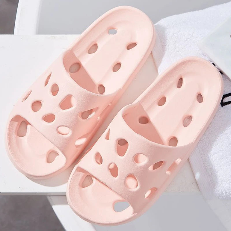 Bathroom Slippers Women Shoes Hollow Out Sandals Cheese Slides Summer EVA Shoes for Men Soft anti Slip Flip Flops Indoor Slipper