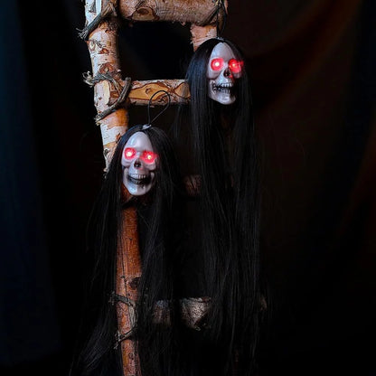 Halloween Hanging Ghost Decorations,3 Pack 20 in Halloween Hanging Grim Reaper with Lighted Red Eyes and Long Hair Halloween Skeleton Ghost Decor,Black