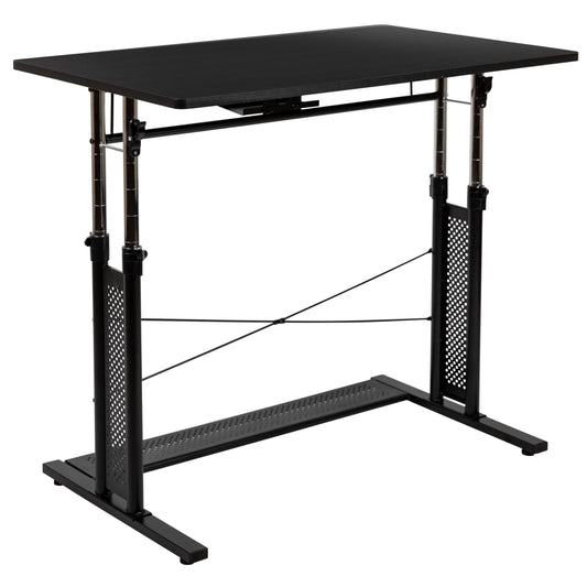 Fairway Height Adjustable (27.25-35.75"H) Sit to Stand Home Office Desk - Black