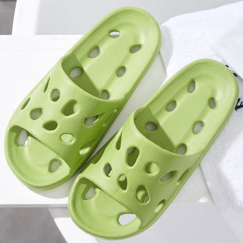 Bathroom Slippers Women Shoes Hollow Out Sandals Cheese Slides Summer EVA Shoes for Men Soft anti Slip Flip Flops Indoor Slipper