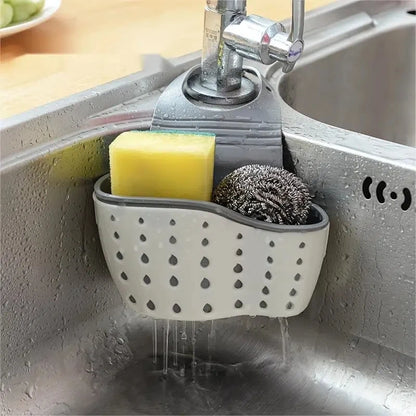 1PC Kitchen Organizer Adjustable Snap Sink Sponge Holder Kitchen Hanging Drain Basket Kitchen Gadgets