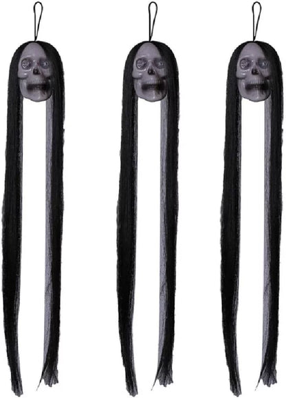 Halloween Hanging Ghost Decorations,3 Pack 20 in Halloween Hanging Grim Reaper with Lighted Red Eyes and Long Hair Halloween Skeleton Ghost Decor,Black