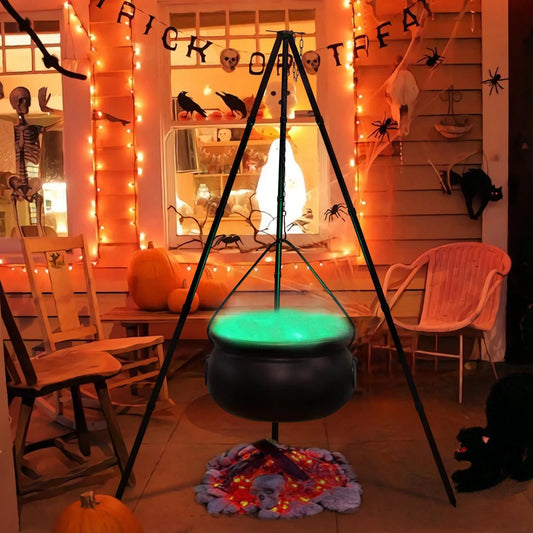 Halloween Decorations Indoor Outdoor on Clearance - Large Cauldron Halloween Decor on Tripod with Timer Lights - 30.7Inch Plastic Cauldron Witch, Halloween Decor, Fall Decorations for Home