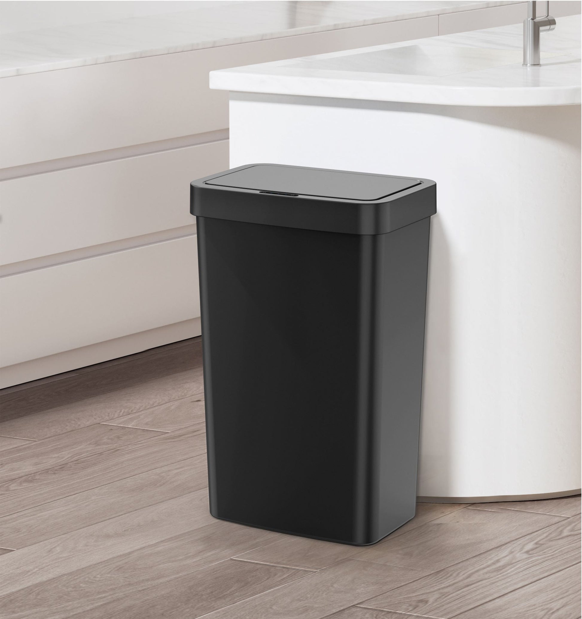 13.2 Gallon Kitchen Trash Can, Plastic Motion Sensor Kitchen Trash Can, Black