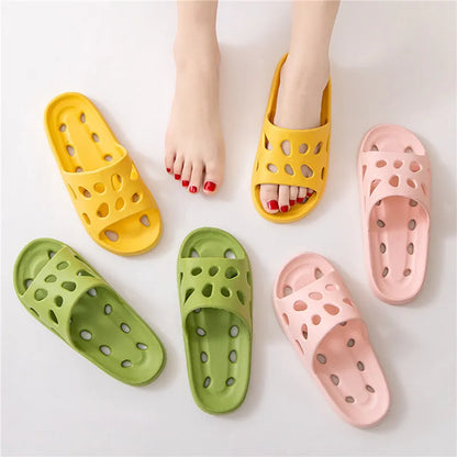 Bathroom Slippers Women Shoes Hollow Out Sandals Cheese Slides Summer EVA Shoes for Men Soft anti Slip Flip Flops Indoor Slipper